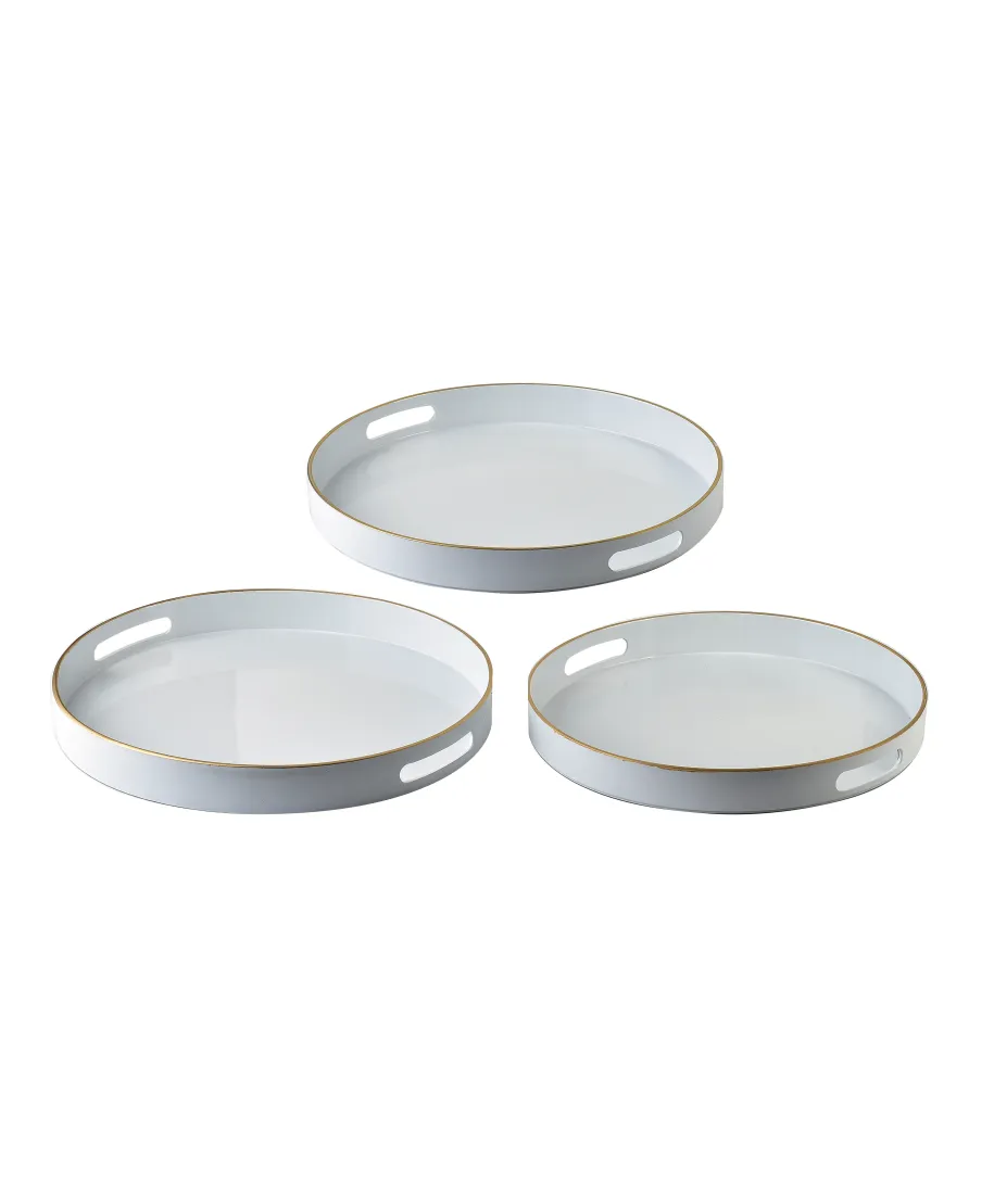 BLANCHE WHITE Komplet 3 Tac Dekoracyjnych okrągłe 38x38x4cm/35x35x4cm/33x33x3,5cm