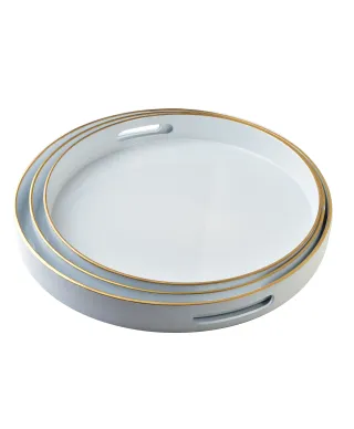 BLANCHE WHITE Komplet 3 Tac Dekoracyjnych okrągłe 38x38x4cm/35x35x4cm/33x33x3,5cm