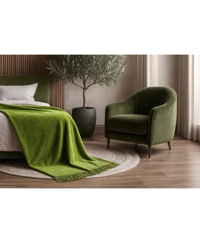 Koc - 150x200 cm - Kolor Jasno/zielony - Oliwka