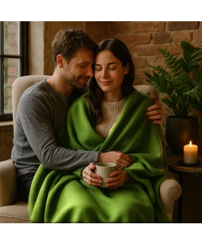 Koc - 150x200 cm - Kolor Jasno/zielony - Oliwka