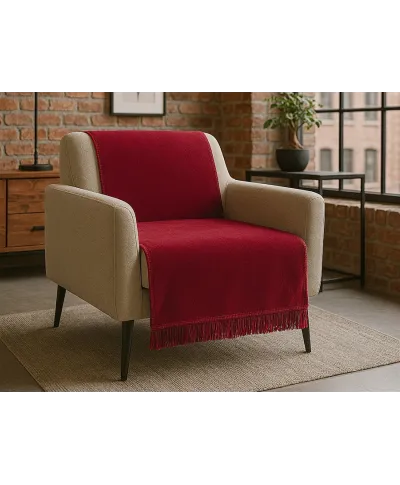 Koc - Narzuta na fotel - 50x200 cm - Bordo