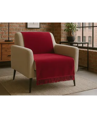 Koc - Narzuta na fotel - 50x200 cm - Bordo