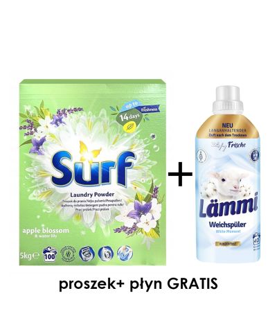 SURF proszek do prania 5kg Apple Blossom 100p+gratis płyn do płukania 1l