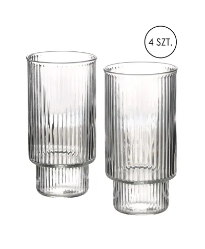 ELLA STRIPES Komplet 4 szklanek 400ml ze szkła borokrzemowego 7x5,6x14cm