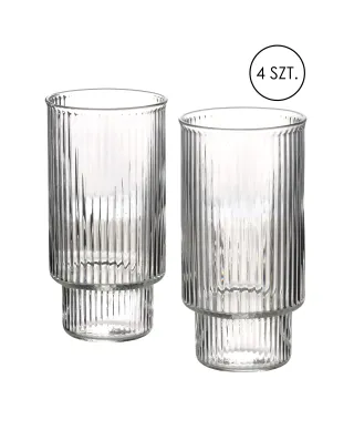 ELLA STRIPES Komplet 4 szklanek 400ml ze szkła borokrzemowego 7x5,6x14cm