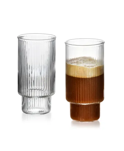 ELLA STRIPES Komplet 4 szklanek 400ml ze szkła borokrzemowego 7x5,6x14cm