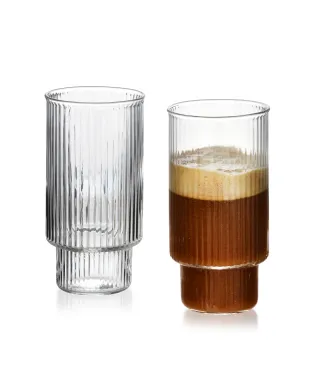 ELLA STRIPES Komplet 4 szklanek 400ml ze szkła borokrzemowego 7x5,6x14cm