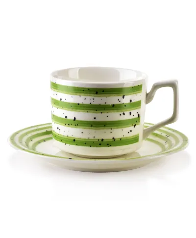 JOY Komplet 6 filiżanek ze spodkiemzielone 210ml
