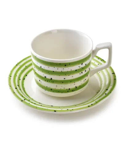 JOY Komplet 6 filiżanek ze spodkiemzielone 210ml