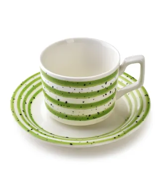 JOY Komplet 6 filiżanek ze spodkiemzielone 210ml