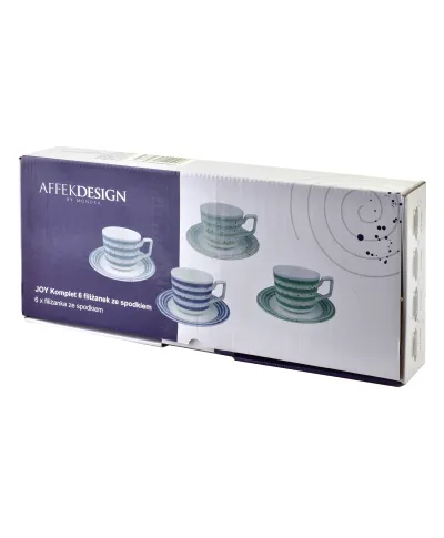 JOY Komplet 6 filiżanek ze spodkiemzielone 210ml