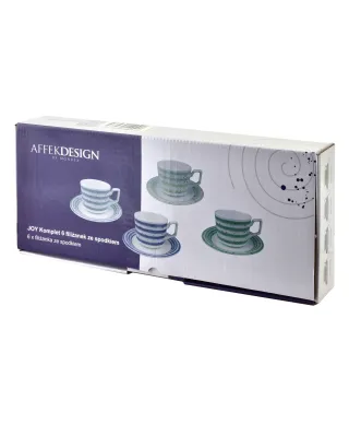 JOY Komplet 6 filiżanek ze spodkiemzielone 210ml