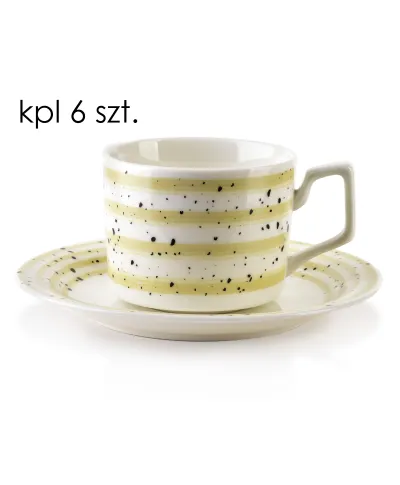 JOY Komplet 6 filiżanek ze spodkiembeżowe