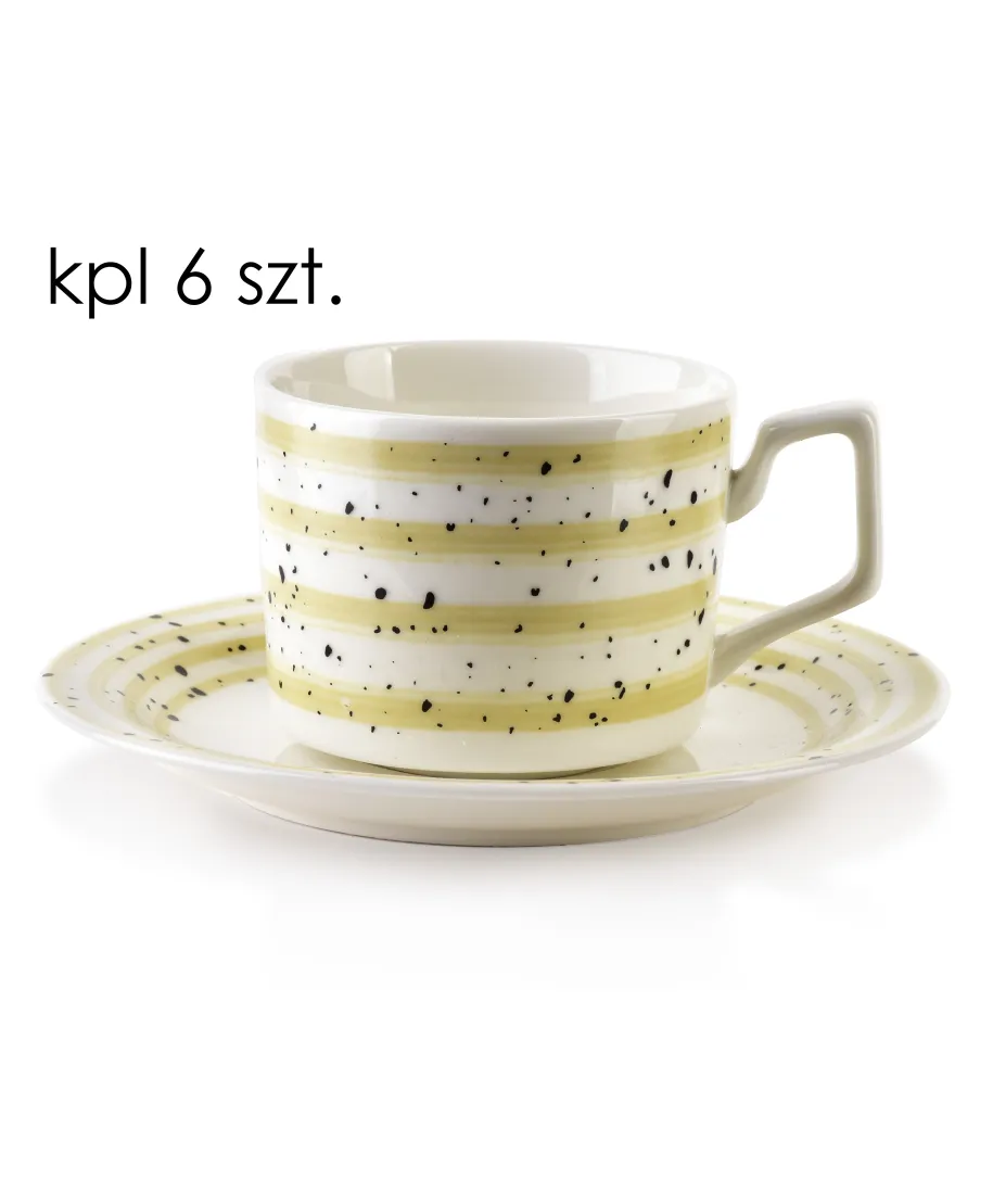 JOY Komplet 6 filiżanek ze spodkiembeżowe