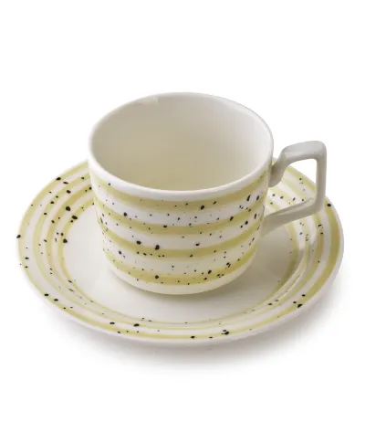 JOY Komplet 6 filiżanek ze spodkiembeżowe