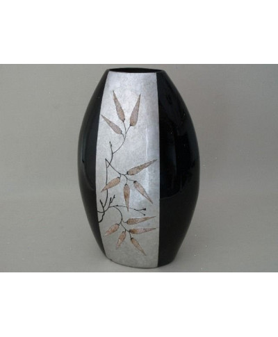 Wazon ceramiczny - Srebrno-czarna Azja - 32x18,5x50cm