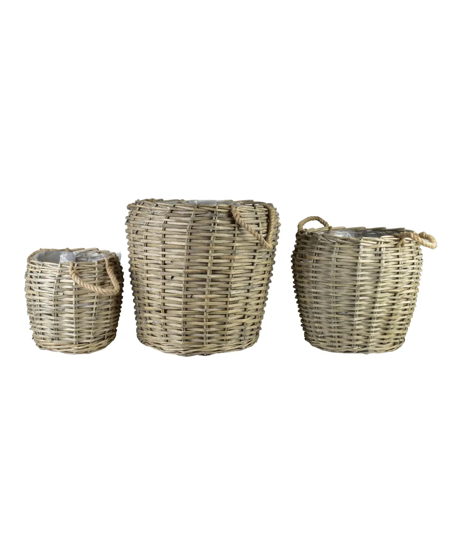 GUSTAV Komplet 3 osłonek wiklinowych49x49xh50/36x36xh40/29x29xh31cm