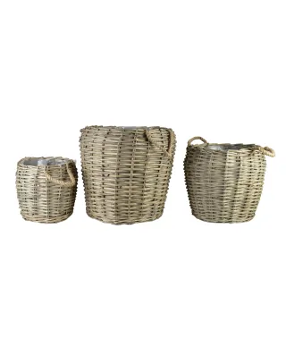 GUSTAV Komplet 3 osłonek wiklinowych49x49xh50/36x36xh40/29x29xh31cm