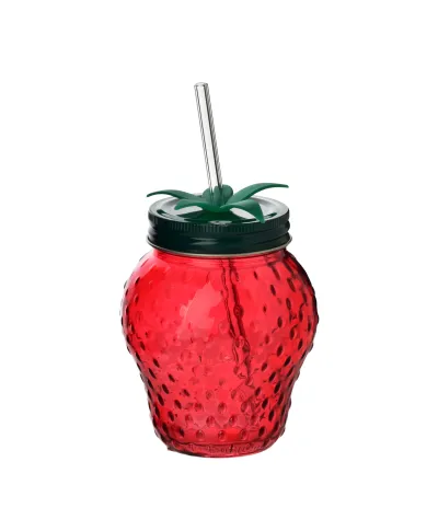 MODERN KITCHEN Szklany kubek ze szklanąsłomką