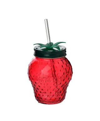 MODERN KITCHEN Szklany kubek ze szklanąsłomką