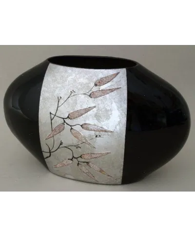 Wazon ceramiczny - Srebrno-Czarny - Azja - 44x17,5x26,5cm
