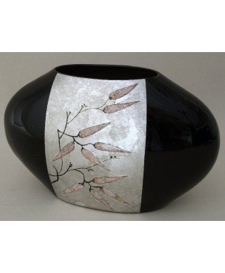 Wazon ceramiczny - Srebrno-Czarny - Azja - 44x17,5x26,5cm