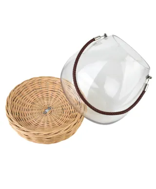 GUSTAV Lampion szklany 28,5cmz wiklinową podstawą