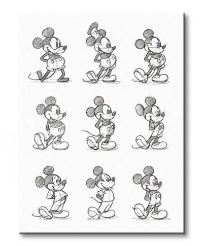 Obraz do salonu - Mickey Mouse (Sketched - Multi)