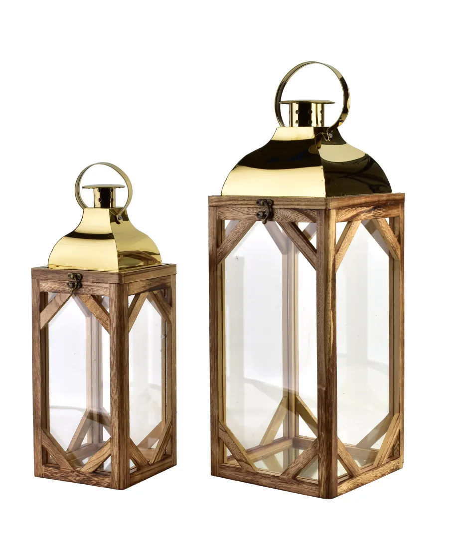 LEVI GOLD Komplet 2 latarni20x20x53cm/15x15x41,5cm