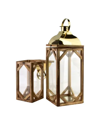 LEVI GOLD Komplet 2 latarni20x20x53cm/15x15x41,5cm