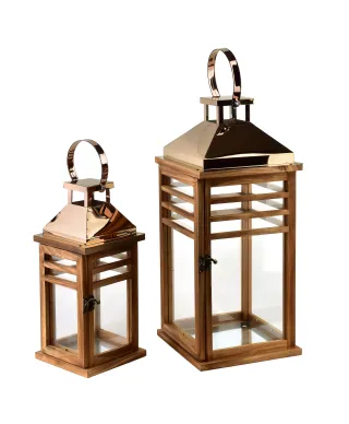 LEVI GOLD Komplet 2 latarni19,5x19,5x45+13,5x13.5x30,5cm