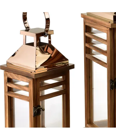 LEVI GOLD Komplet 2 latarni19,5x19,5x45+13,5x13.5x30,5cm