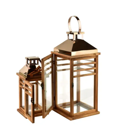 LEVI GOLD Komplet 2 latarni19,5x19,5x45+13,5x13.5x30,5cm