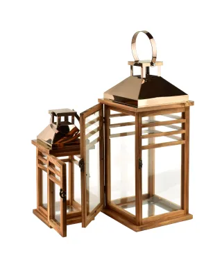 LEVI GOLD Komplet 2 latarni19,5x19,5x45+13,5x13.5x30,5cm