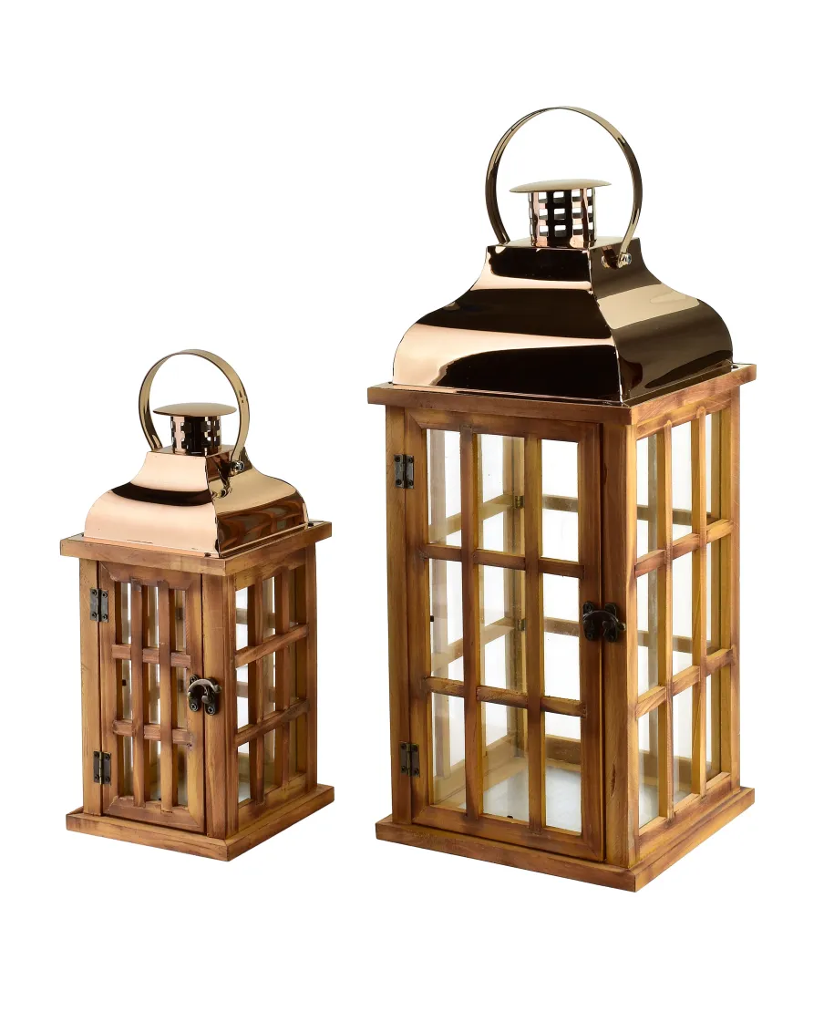 LEVI GOLD Komplet 2 latarni19,5x19,5x45+13,5x13,5x30,5cm