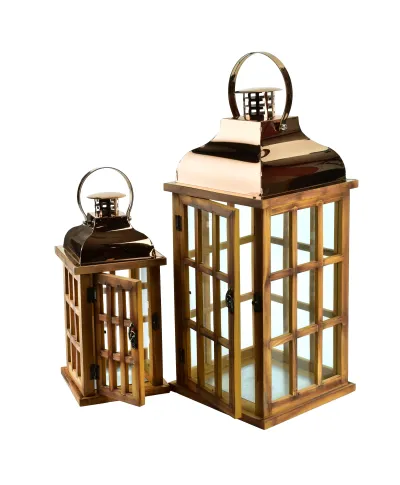 LEVI GOLD Komplet 2 latarni19,5x19,5x45+13,5x13,5x30,5cm