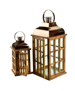 LEVI GOLD Komplet 2 latarni19,5x19,5x45+13,5x13,5x30,5cm