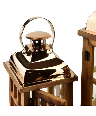 LEVI GOLD Komplet 2 latarni19,5x19,5x45+13,5x13,5x30,5cm