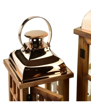 LEVI GOLD Komplet 2 latarni19,5x19,5x45+13,5x13,5x30,5cm