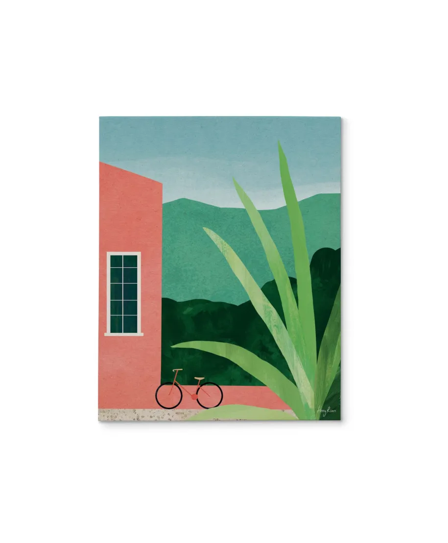 Bicycle, Pink House - obraz na płótnie