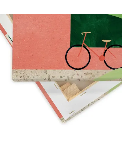 Bicycle, Pink House - obraz na płótnie