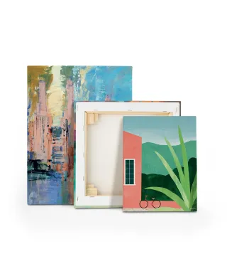 Bicycle, Pink House - obraz na płótnie