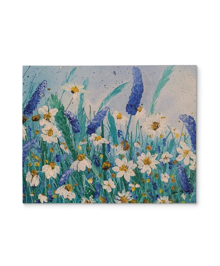 Daisies and Wild Pea Flowers - obraz na płótnie