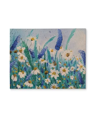 Daisies and Wild Pea Flowers - obraz na płótnie