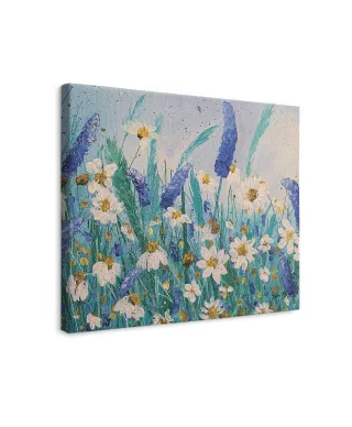 Daisies and Wild Pea Flowers - obraz na płótnie