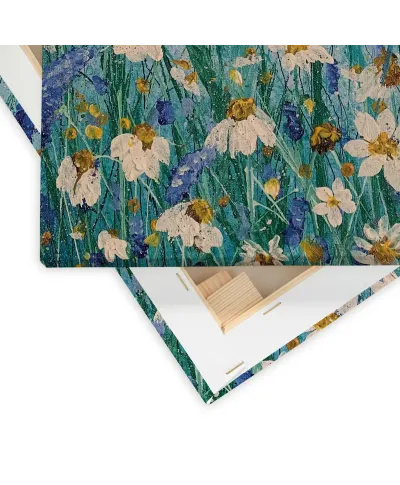 Daisies and Wild Pea Flowers - obraz na płótnie