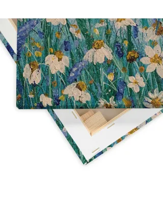 Daisies and Wild Pea Flowers - obraz na płótnie