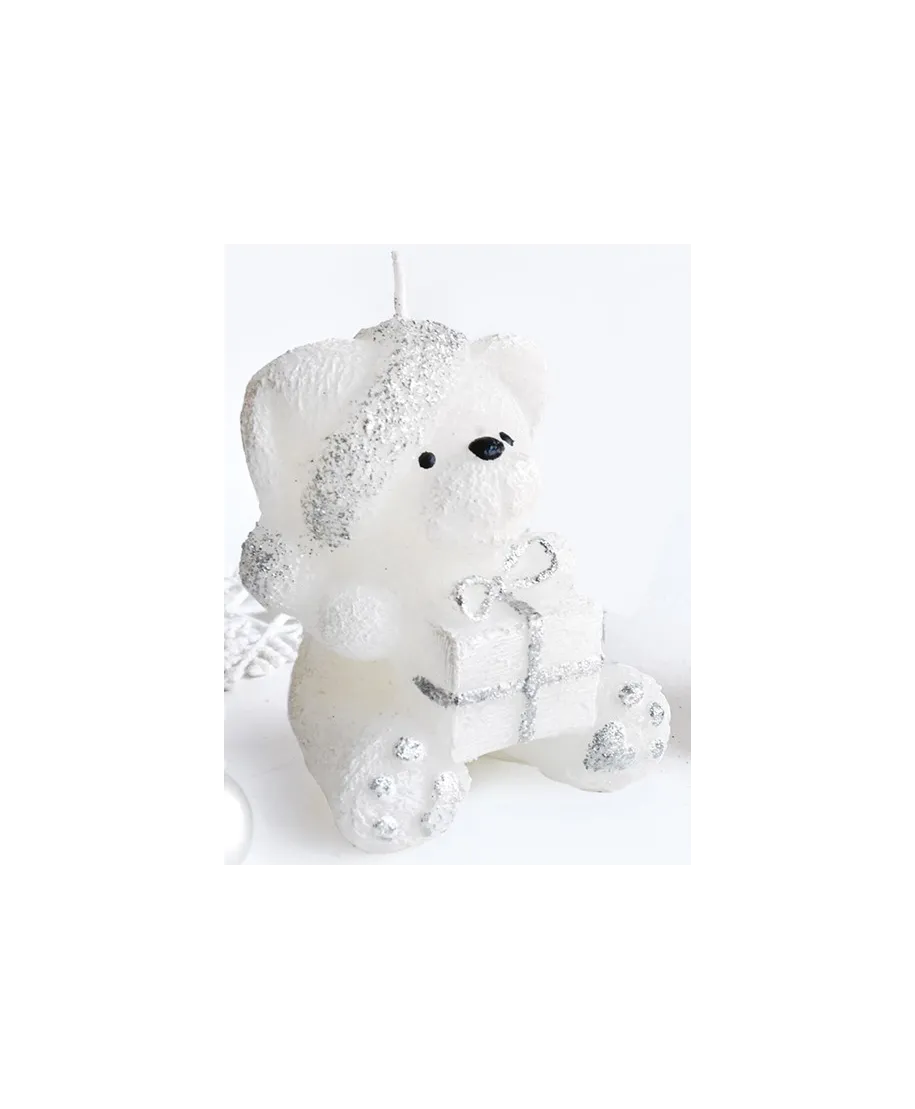 Świeca TEDDY figurka 8x15cm parafinowa biała