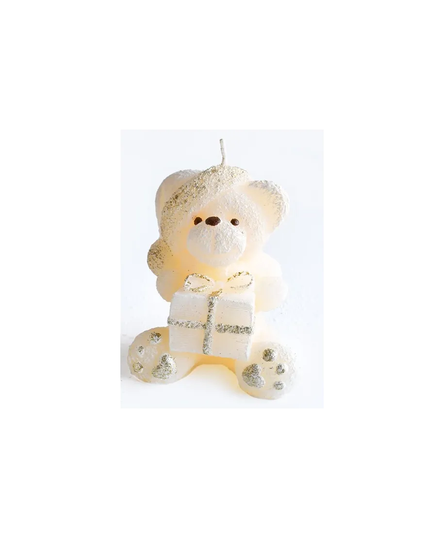 Świeca TEDDY figurka 8x15cm parafinowa kremowa