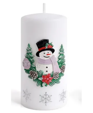 Świeca BAŁWANEK walec mały 7xh10cm białaparafinowa